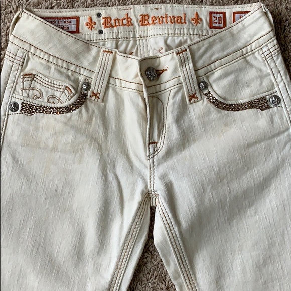 Rock Revival Cream “Debbie” Crystal Bootcut Jeans - Picture 3 of 8